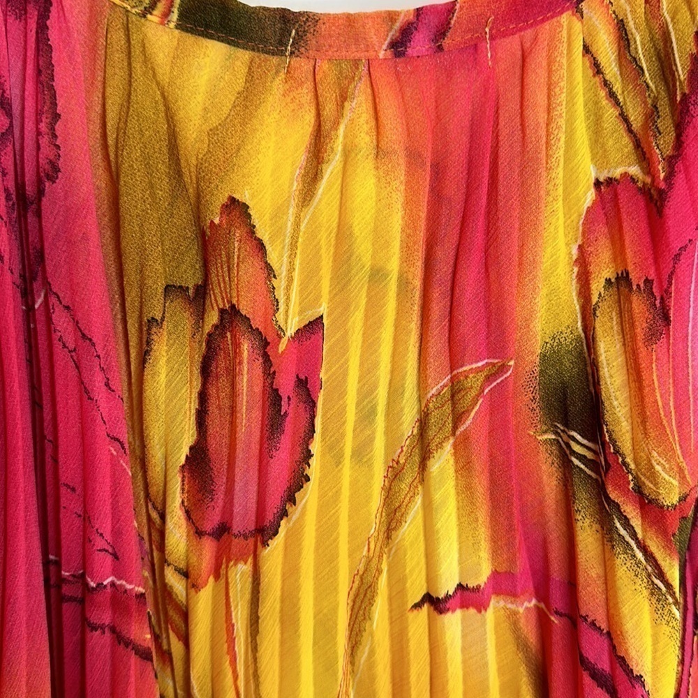 Multi-Color Printed Pleated Free-Flowing Dress - Picture 9 of 15